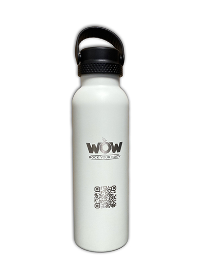 Runbott Trinkflasche mit dem Logo WOW - Rock your Body